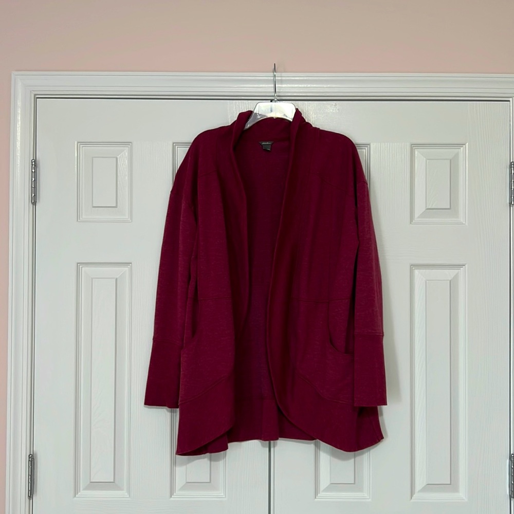 Eddie Bauer cardigan sweatshirt.  2XL burgundy.